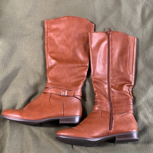Style & Co brown boots.  Size 7.5 M.  Straps and buckle accent. - Picture 2 of 5
